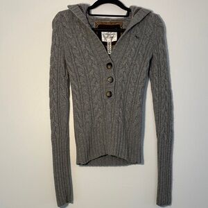 Vintage Y2K Abercrombie Wool/Cashmere/Rabbit Gray Cable Knit Cardigan